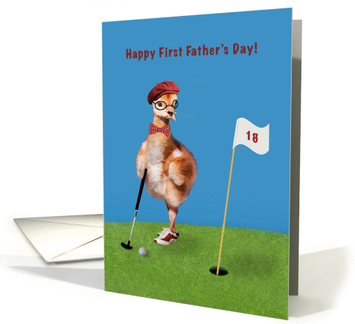 Father's Day, 1st Father's Day, Humorous Bird Playing Golf card