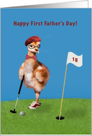 Father’s Day, 1st Father’s Day, Humorous Bird Playing Golf card