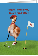 Father’s Day, Great Grandfather, Humorous Bird Playing Golf card