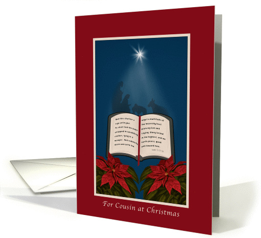 Cousin, Open Bible Christmas Message card (1288948)