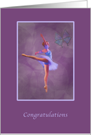 Congratulations, Dance Recital, Ballerina in Arabesque Position card