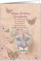 Birthday, Grandfather, Cougar and Butterflies, Religious card