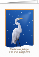 Christmas, Neighbors, Religious, Great Egret Bird card
