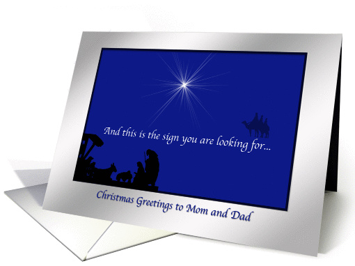 Christmas, Mom and Dad, Star and Nativity card (482635)