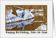 Son-in-law’s Birthday Card with Blue Heron Waiting for Spring card