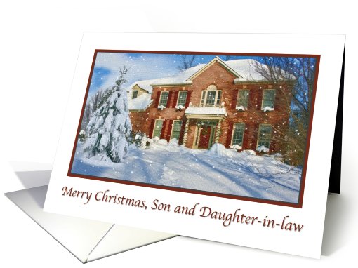 Christmas, Son and Daughter-in-law, Snow, House card (668689)