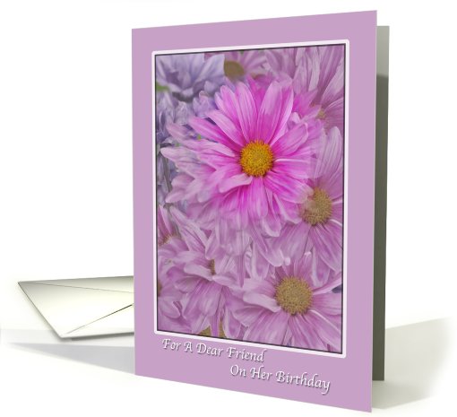 Birthday, Friend, Gerbera Daisies, Pink and Lavender card (680437)