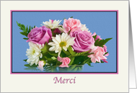 Thank you, Merci, French, Floral Bouquet card