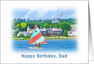 Birthday, Dad, Sailboat on a Lake, Landscape and Nautical card