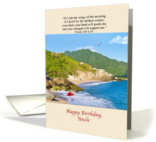 Birthday, Uncle, Beach, Hills, Birds card (820617)