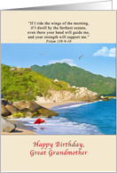 Birthday, Great Grandmother, Beach, Hills, Birds card