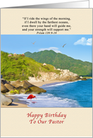 Birthday, Pastor, Beach, Hills, Birds card