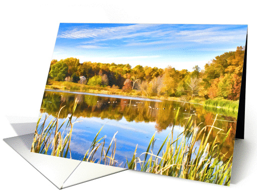 Thanksgiving, Autumn Leaves, Lake Reflections card (835019)