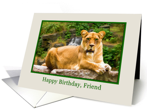 Birthday, Friend, Lion on a Rock card (856318)