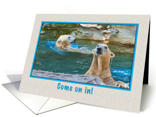 Invitation, Pool Party, Swimming Polar Bears card (861698)