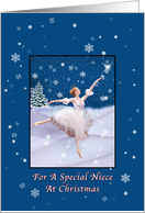 Christmas, Niece, Snow Queen Ballerina, Star, Snowflakes card