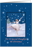 Christmas, Daughter, Snow Queen Ballerina, Star, Snowflakes card