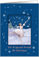 Christmas, Friend, Snow Queen Ballerina, Star, Snowflakes card