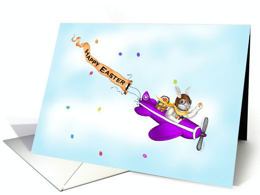 Easter Bunny Flying Plane - Easter Express Greeting card (588165)