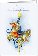 Grandson Birthday, Blue Carousel Horse card