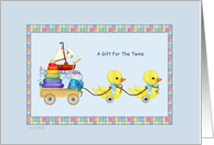 Baby Ducks -Twins Boy Baby Shower Gift card