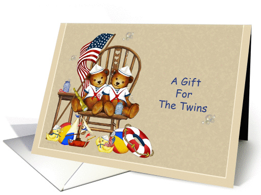 Sailor Teddy Bears -Twins Shower Gift card (798288)