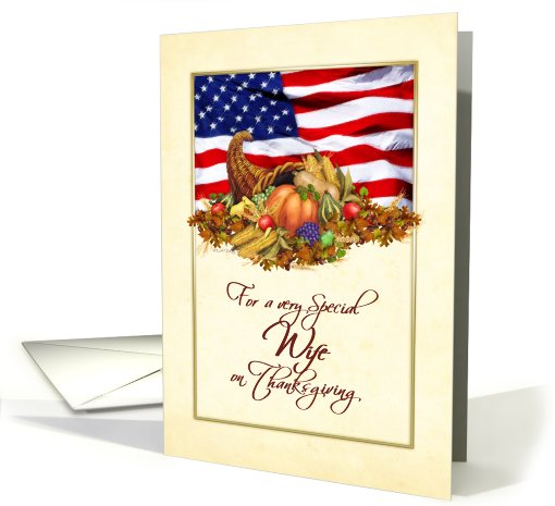 Thanksgiving - Military Wife Cornucopia US Flag card (816730)
