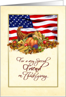 Thanksgiving - Military Friend - Cornucopia US Flag card