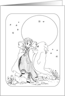 Halloween Witch and Ghost Coloring Book Greeting card