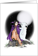 Halloween Witch and Ghost Greeting card