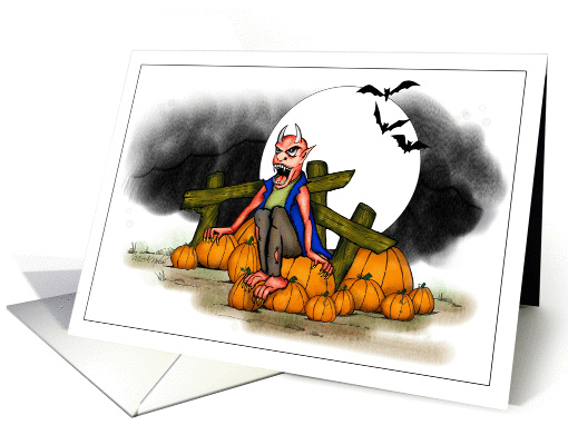 Halloween Goblin and pumpkins Greeting card (832164)