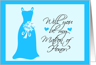 Tropical Blue Matron of Honor card