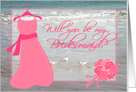 Will you be my Bridesmaid? - Beach Wedding card