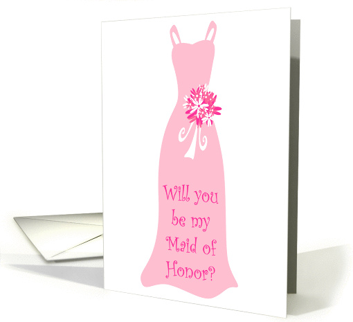 Will you be my Maid of Honor? Light Pink card (253086)