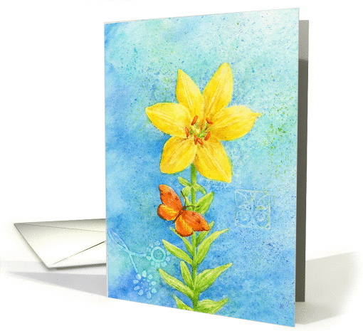 Blank Note Sunshine Lily And Butterfly card (1118510)