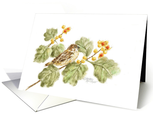 Thinking Of You Autumn Sparrow With Countless Blessings card (1142736)