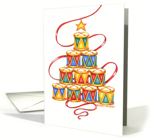 Christmas Military Tree Of Colorful Drums card (1151720)