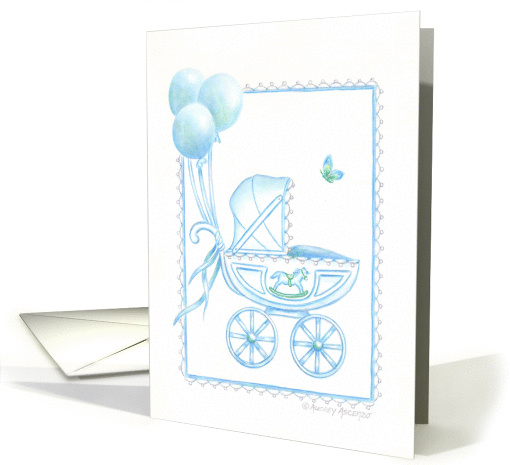 New Baby Boy Gift Enclosed Congratulations Blue Balloons... (1165470)