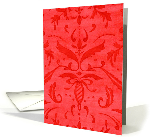 Blank Note Card Red Damask All Occasion card (116942)