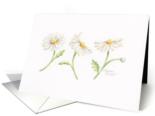 Thinking Of You Three Dancing Daisies In a Row Caring Thoughts card