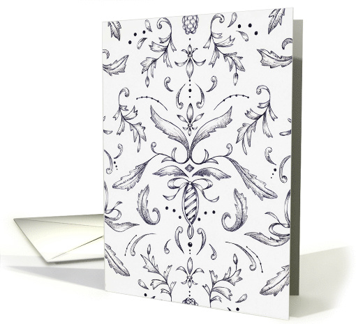 Business Thank You Damask Black and White card (1312300)