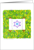Bar Mitzvah Scroll On Green Pattern card
