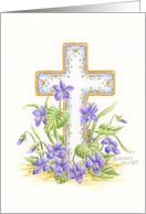 Easter Christian Prayer Cross Spring Violets God Bless You card