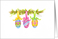 Easter Christian Three Heart Eggs On A Branch Blessings card