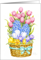 Birthday Colorful Floral Basket Beauty and Joy of Spring card