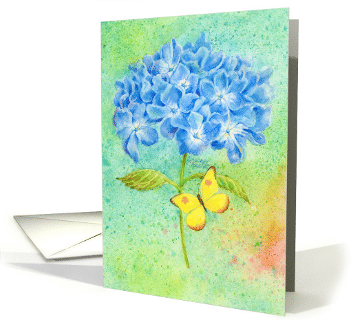 Birthday Hydrangea and Butterfly Joy Happiness Beautiful Day card