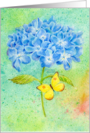 Thinking of You Blue Hydrangea and Butterfly Beautiful Caring Thoughts card