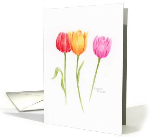 Thinking of You Vibrant Tulips Bright and Beautiful Blessings card