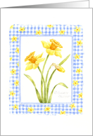 Birthday Daffodils Blue Floral Gingham Beauty of Spring card