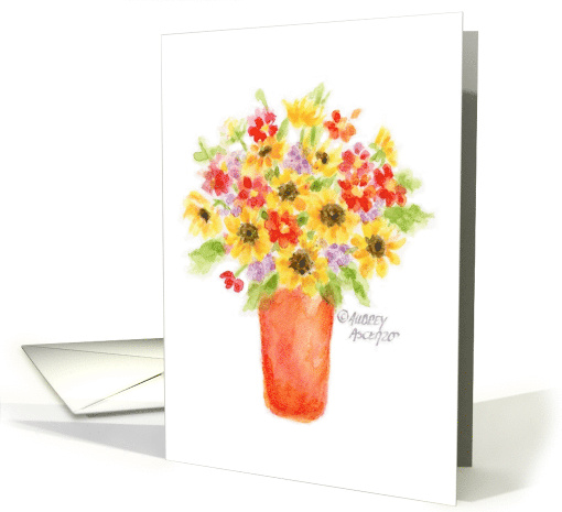 Thanksgiving Christian Beautiful Sunflower in Vase Blessings card